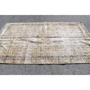 Classique Beige Marron 5.4X9.5 ft Vintage Tapis Turc Laine Faux Lapin Fourrure Latex Nouveau Rectangle Patchwork pour Couloir Chevet - Product Image 3