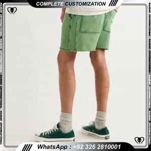 Pantalones cortos de hombre Premium de algodón pesado diseño vintage lavado ácido con logotipo personalizado - Product Image 4