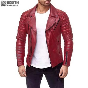 Último estilo al por mayor a prueba de viento impermeable chaqueta de bombardero de cuero unisex superventas para invierno Moto & Biker estilo logotipo frontal - Product Image 4