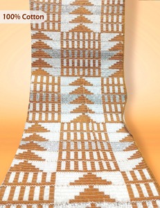 Tela Tradicional Kente Jacquard Tejida 100% Algodón con Patrones Étnicos para Moda y Vestimenta Cultural - Product Image 4