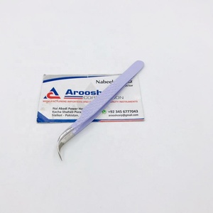 Pinzas para Extensión de Pestañas de Acero Sostenible con Recubrimiento Morado en Forma de J, Agarre de Diamante con Puntas de Fibra Puntiagudas para Volumen - Product Image 5