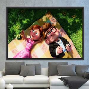 Toile imprimée Carl et Ellie : Affiche murale du film Up, 1P : encadrée en noir - Product Image 1