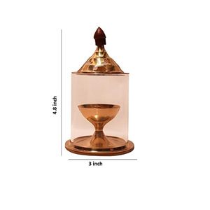 Brass and <b>Glass</b> akhand deep Diya with Cover <b>for</b> Puja | Deepam Jyot Diya Oil Lamp | Pooja Articles and Pooja Items <b>for</b> Home - Product Image 3