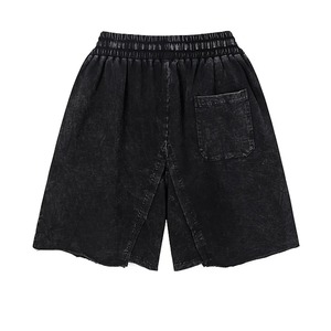 2026 Hot Sale 100% Cotton Acid Wash Black Color Screen Printed Shorts for Men's Custom Stringer Ruff Work Sportswear Shorts - Product Image 2
