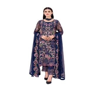 Marca Ramsha 2023, traje de fiesta de boda de 3 piezas de gasa bordado pesado Salwar Sari Lawn para mujer, diseño largo para adultos paquistaní - Product Image 1