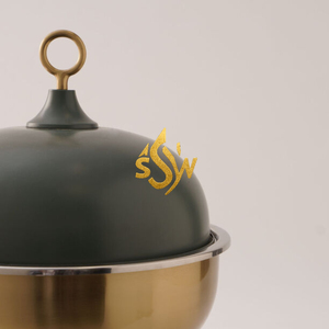 Casserole ronde de qualité supérieure, couleur or et gris, très vendue, chauffe-plat de table en métal à prix avantageux - Product Image 3