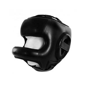 Custom Logo <b>Training</b> Kickboxing Martial Arts Taekwondo Cowhide Leather MMA Fighting Black-Color <b>Head</b> Guard Boxing Gears - Product Image 2