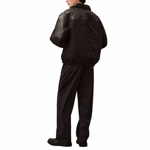 Chaqueta de cuero PU de talla grande para hombre con etiqueta privada OEM, decoración de invierno con botones, abrigo de motocicleta suelto transpirable lavado, lienzo teñido - Product Image 5