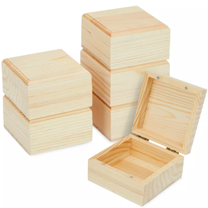Cajas de madera de bambú hechas a mano al por mayor de Tienphong con tapas con bisagras, caja de madera magnética de pino para manualidades - Product Image 2