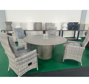 Table basse ronde en béton blanche pour 4 personnes Table de conférence de salon moderne et luxueuse pour l'intérieur et l'extérieur - Product Image 1