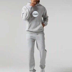 Men's Hooded Printed Solid Tracksuits Fleece Windproof Jogger Set Outfits Tracksuit - Product Image 1