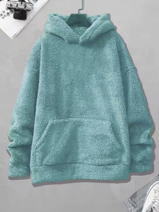 Sweat à capuche en peluche surdimensionné avec poches Pull floue Motif camouflage Col rond Sweat à capuche coupe ample pour hommes - Product Image 4