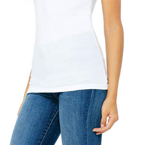 Airlume-Camiseta blanca de algodón peinado con cuello en V para mujer, camiseta de manga corta de 30 oz, 100% - Product Image 5
