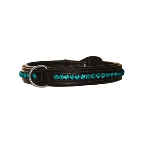 Handmade Finest Quality Leather Dog Collar With Soft Padded and <b>Peacock</b> Blue Crystals Decoration Supplier and Manufacturer - Product Image 2