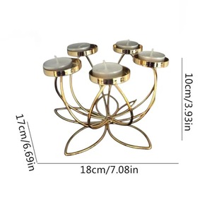 <b>Gold</b> Floral Metal <b>Candle</b> <b>Holder</b> Elegant 5-Arm Tealight Stand for Home Decor & Special Events - Product Image 4