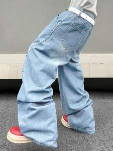 Jeans baggy hip hop Y2K pour hommes, pantalon ample et décontracté en denim avec sutures irrégulières, pantalon en toile de style streetwear - Product Image 4