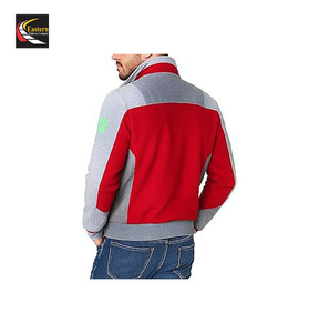 Chaqueta de lana de bombardero elegante al por mayor con paneles rojo y gris brezo suministro de fábrica precio bajo - Product Image 5