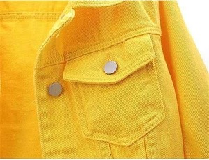 Chaqueta de mezclilla corta ajustada informal personalizada para mujer, algodón transpirable amarillo relleno, venta al por mayor - Product Image 2