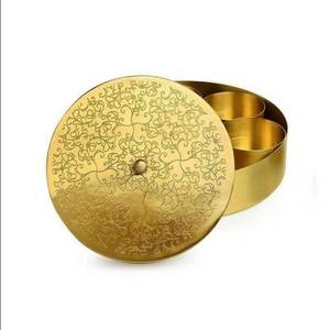 Handcrafted Spice Box in Brass With Spoon 7 Containers 100 ML Kitchen Accessories Gold Color Plated - Product Image 4