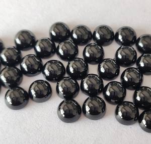 Cabujón redondo de espinela negra natural de 4mm de alta calidad-Espinela negra suelta de excelente calidad - Product Image 1