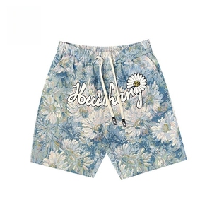 Shorts d'été pour hommes, style hip-hop, motif uni, taille élastique, cordon de serrage, design en maille respirant et coupe-vent, vente en gros - Product Image 5