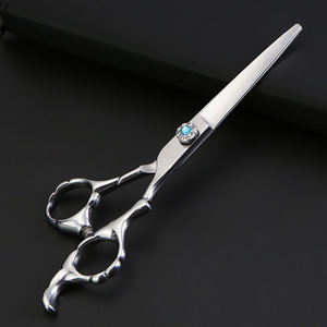 Tijeras de peluquero profesionales con logotipo personalizado 400c, herramienta de corte de pelo de acero inoxidable duradero, mango de cerámica negra, recto afilado - Product Image 3