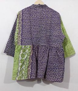 Chaqueta Kediya de algodón tejido Kantha indio hecha a mano, diseño acolchado bordado, tejido de punto transpirable, reversible, respetuoso con el medio ambiente - Product Image 5