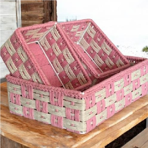 Best Selling Custom Pink Cotton Hamper Basket Rectangular Multipurpose Organizer <b>Storage</b> <b>Box</b> Made in India - Product Image 3