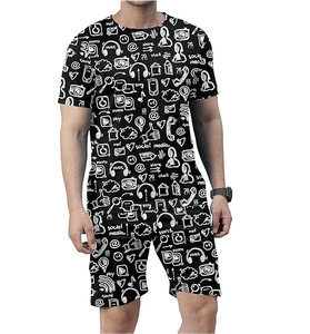 Summer Casual Men Shorts Suits Couple Outfits Vintage Style <b>Hip</b> Hop T Shirts +Shorts Male's Tracksuit Set <b>for</b> Men - Product Image 1