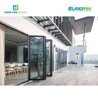 Puerta corredera plegable de vista grande de lujo 2024 Medidas de puerta completa personalizadas Serie 6000 Perfiles de aluminio Doblado CNC EXT75