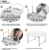 Table pliante en plastique HDPE de 6 pieds, design moderne, portable, pour extérieur, mobilier pliable, marque MOON, option logo personnalisé, vente en gros