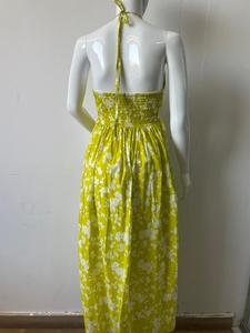 Pehchaan ชุดเดรสมิดิลำลองสำหรับผู้หญิงสีเขียวสดใสพิมพ์ลายแอบสแตรกแขนผูกด้านหลังหลวมจัดส่งเร็วไซส์ฟรีวันหยุด - Product Image 4