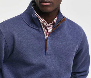 Offre Spéciale nouveau sweat à la mode impression personnalisée Logo Streetwear 100% coton lavé à l'acide Style libre hommes demi sweat-shirt zippé - Product Image 3