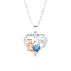 Collier personnalisé Jeulia Petland pour maman et chien avec pendentif cœur et pierre de naissance - Product Image 1