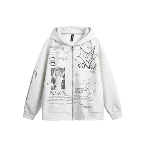 Sudadera con capucha de felpa francesa de algodón de primera calidad, ropa de calle para hombre, con cremallera completa angelical Sudadera con capucha, fabricantes - Product Image 4