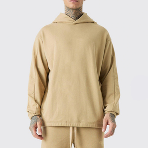 <b>Men</b> Casual Oversized Hooded <b>Pullover</b> Hoodie Solid Knitted Fleece Sweatshirt Winter Streetwear Screen Printed Custom Logo - Product Image 1