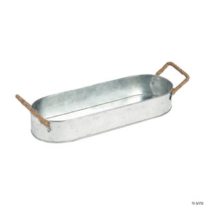 Plateau de service en métal galvanisé avec manche en bois adapté à la maison et au mariage Plateau de service de table pour ustensiles de cuisine - Product Image 5