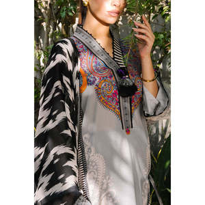 Ensemble de 3 pièces imprimé avec logo personnalisé, style modeste pour fête, avec dupatta en mousseline, du XS au XL, ODM pour OEM BM-52047 - Product Image 1