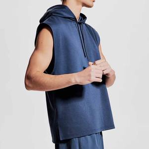 Pullover <b>SleeveLess</b> Fashion Outfit <b>Men</b> premium <b>Hoodie</b> Customized Logo Printed Solid Color Cotton Blended Hoodies 2026 - Product Image 4