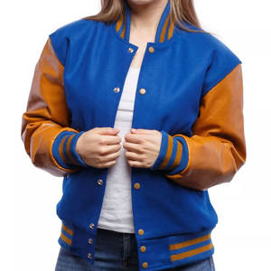 Veste de baseball à la mode, nouvelle arrivée, style bouton recouvert, tissu en laine, veste d'université pour femmes, veste de sport avec broderie - Product Image 3