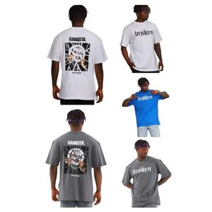 T-shirt pour homme coupe classique, streetwear, uni, grande taille, poids lourd, 100% coton tricoté, OEM ODM - Product Image 2