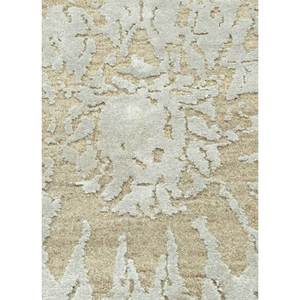 Alfombra Rectangular Kavi's Beige y Marrón de Lana y Seda de Bambú Anudada a Mano con Patrón Floral para Hogar o Pasillo, Alfombras Jaipur FR-Esk-624 - Product Image 2