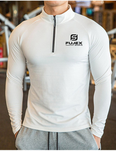 Polyester Fabric <b>Long</b> <b>Sleeve</b> <b>Black</b> T Shirt Men Seamless Half Zip Training <b>Top</b> T Shirt Men Running T Shirt Quick Dry Athletic - Product Image 5
