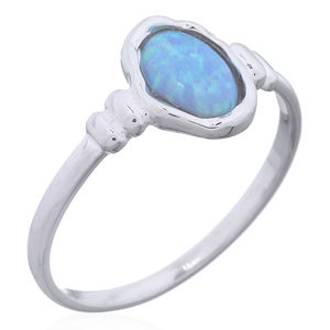 Radiant Irregular Oval <b>Blue</b> <b>Opal</b> Silver <b>Ring</b> - Product Image 1