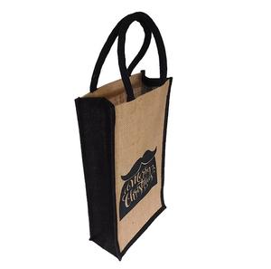 Sac de bouteille de vin en jute écologique transporteur réutilisable avec poignée pour cadeaux et emballage sac de vin en jute pour une ou deux bouteilles - Product Image 6