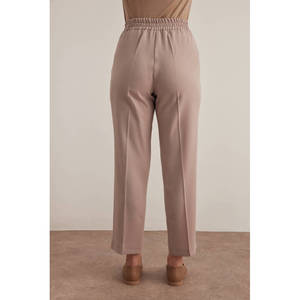 Pantalones de crepé de pierna recta a la moda con cintura elástica alta, antiarrugas y transpirables, visón/negro/azul marino/beige, talla XL - Product Image 4