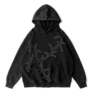 Sudadera con capucha de gran tamaño de mezcla de algodón pesado para hombre, ropa de invierno informal, estampado Formal, patrón sólido, con capucha, personalizable - Product Image 5