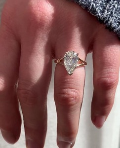 Anillo de Compromiso con Diamante Cultivado en Laboratorio, Corte Pera, Certificado IGI, 2 Ct, Anillo de Boda con Diamante CVD, Chapado en Rodio, 2 Ct IGI C - Product Image 4