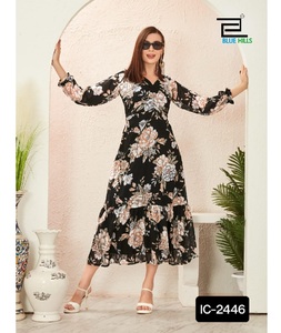 Las mujeres más hermosas usan ropa de fiesta elegante Faux Georgette Fancy Kurtis con trabajo de impresión digital La mayoría de las ventas Beautiful Kurtis - Product Image 1