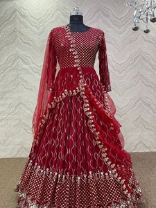 Robe longue de soirée de qualité supérieure, vêtement de créateur, fausse broderie Georgette, séquence de travail, Anarkali, pour femmes, grossiste de Surat - Product Image 3